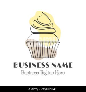Yellow Modern Cupcake Logo for Bakery in Abstract Style Stock Vector