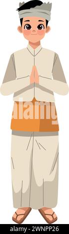 nyepi prayer man Stock Vector