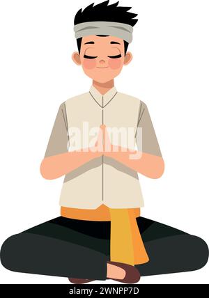 nyepi man in silence Stock Vector