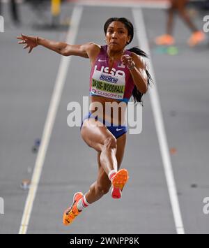 Glasgow Scotland :3–3-2024: Tara DAVIS-WOODHALL of USA  in Long Jump action at the Emirates Arena  for the  World Athletics Indoor Championships Glasgow 24 UK. Credit: PATRICK ANTHONISZ/Alamy Live News Stock Photo