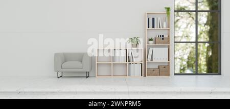 Clean space with empty bookcases Stock Photo - Alamy