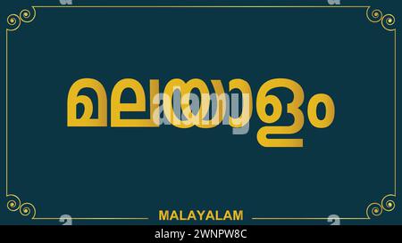 Malayalam calligraphy with Golden traditional border background Stock Vector