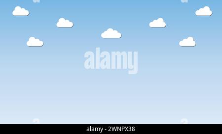Sky and Clouds, Background. Stylish design with a flat, cartoon poster, flyers, Stock Vector