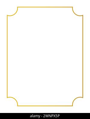 Golden thin rectangular frame on the white background. Perfect design for headline, logo and sale banner etc Stock Vector