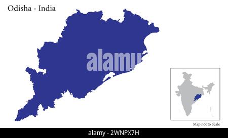 Odisha , India, vector map isolated on white background Stock Vector