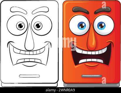 Two cartoon smartphones showing different expressions. Stock Vector