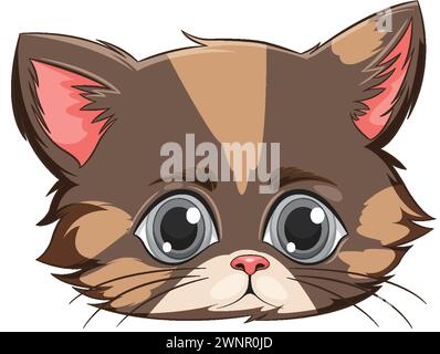 Cute vector illustration of a brown kitten's face Stock Vector