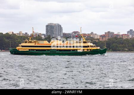 Manly ferry, the MV Freshwater ferry on Sydney harbour transporting commuter between Manly ferry wharf and Sydney circular quay, Sydney,NSW,Australia Stock Photo