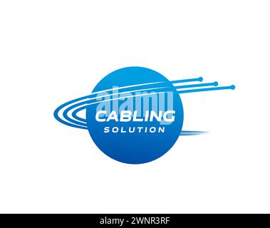 Fiber optic cable telecommunication icon, symbolize data transmission and connectivity. Isolated vector emblem for innovative technology, high-speed internet connection, networking and data traffic Stock Vector