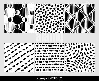 Small dash patterns set. Seamless minimal dash pattern, small elements Stock Vector