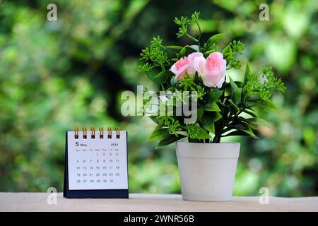 May month on paper calendar 2024. Desk calendar May 2024. Stock Photo