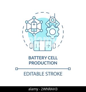 Battery cell production soft blue concept icon Stock Vector