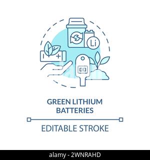 Green lithium batteries soft blue concept icon Stock Vector