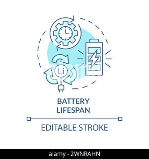 Battery lifespan soft blue concept icon Stock Vector
