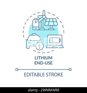 Lithium end-use soft blue concept icon Stock Vector