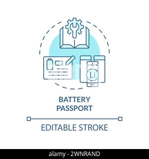 Battery passport soft blue concept icon Stock Vector