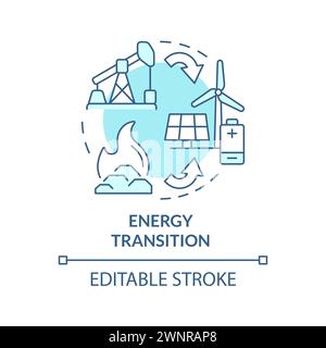 Energy transition soft blue concept icon Stock Vector