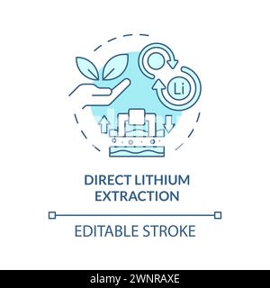 Direct lithium extraction soft blue concept icon Stock Vector