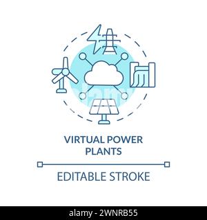 Virtual power plants soft blue concept icon Stock Vector