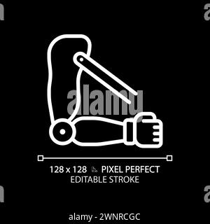 Transhumeral prosthetic arm white linear icon for dark theme Stock Vector
