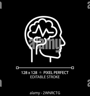 Epilepsy brain white linear icon for dark theme Stock Vector