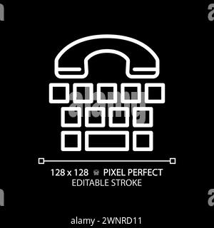 Communication device for the deaf white linear icon for dark theme Stock Vector