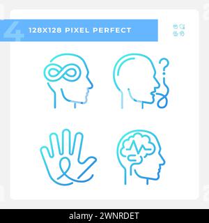 Neurology diseases gradient linear vector icons set Stock Vector