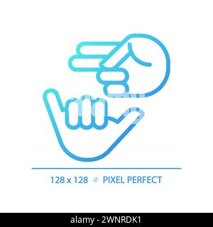 Deaf sign language gradient linear vector icon Stock Vector