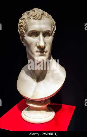 Bust of Antonio Canova (1757 – 1822, Italian Neoclassical sculptor) by Cincinnato Baruzzi (1796-1878) - marble 1826 - Musei Capitolini, Promoteca capitolina, Roma, Italy Stock Photo