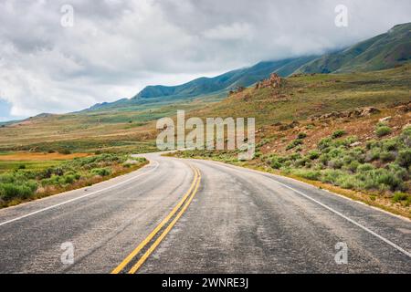 Road Through Antelope Island State Park, Largest Island in the Great Salt Lake, Utah Stock Photo