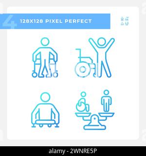 Injury recovery gradient linear vector icons set Stock Vector