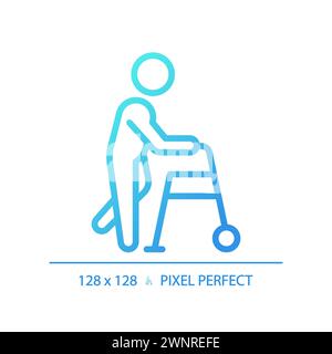 Walker assistance gradient linear vector icon Stock Vector