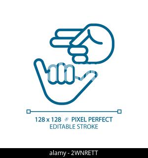 Deaf sign language light blue icon Stock Vector