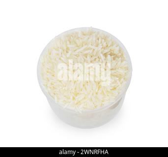 rice in the measuring cup isolated on white background. rice clipping path Stock Photo