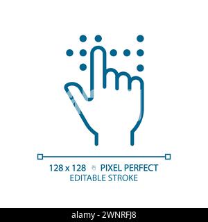 Braille fingertouch language light blue icon Stock Vector