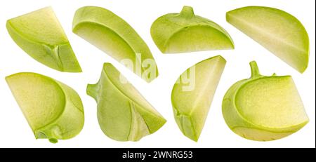 Kohlrabi cabbage slices isolated on white background Stock Photo