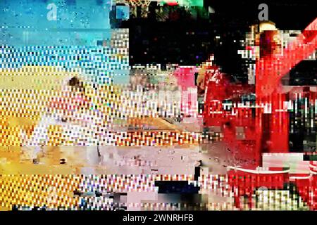Digital glitch background, technology malfunction and error concept Stock Photo