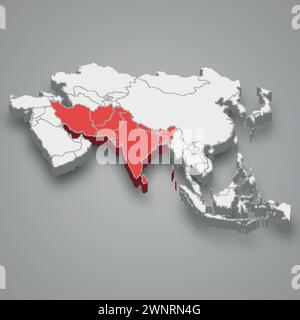 South Asia location within Asia 3d isometric map Stock Vector