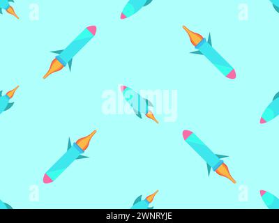Spaceships seamless pattern. Orbital launch vehicle. Space rockets in flat style. Spaceships for space exploration and interplanetary flights. Design Stock Vector