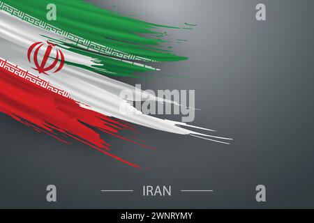 3d grunge brush stroke flag of Iran, Template poster design Stock Vector