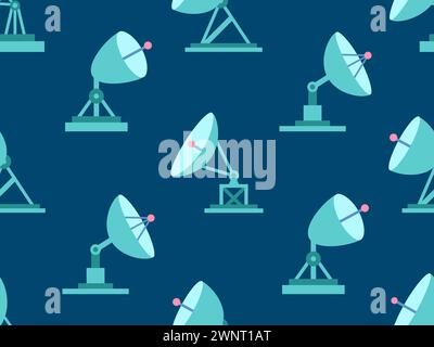 Parabolic antenna seamless pattern. Radio telescope. Satellite dish. Satellite antenna various types. Satellite connection. Design for print, banners Stock Vector