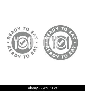 Ready to eat vector label. Circle food and meal badge. Stock Vector