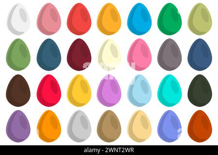 Illustration on theme celebration holiday Easter with hunt colorful bright eggs, set consisting of hunt different Easter eggs, set hunt beautiful East Stock Vector