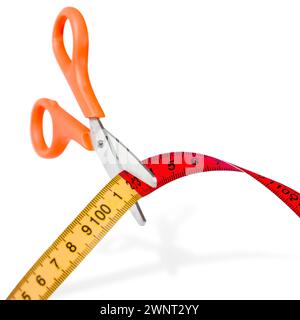 Scissors for sewing and measuring tape isolated on white background Stock Photo