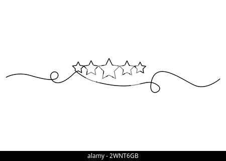 Five stars customer product rating one line drawing. Vector illustration. EPS 10. stock image. Stock Vector