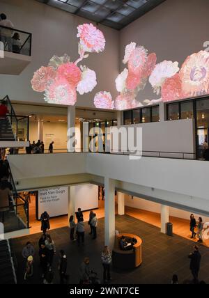 Amsterdam, Netherlands. January 24, 2024. The central lobby of th eVan Gogh Museum in Amsterdam. High quality photo Stock Photo