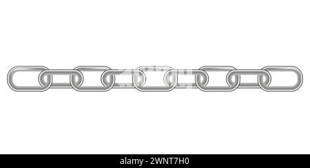 Set of seamless metal chains colored silver isolated on white ...