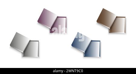 Top view box. Empty packages. Open package square boxes with open cap. Vector illustration. stock image. EPS 10. Stock Vector