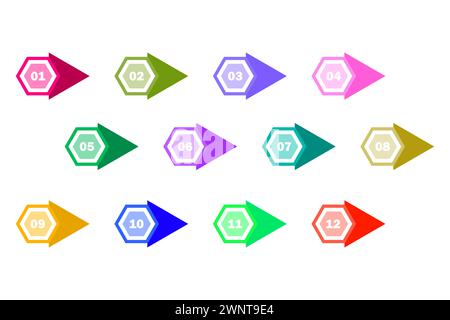 Direction number bullet points. Vector illustration. EPS 10. Stock image. Stock Vector