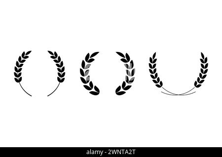 Wreaths spikelets set pattern for decorative design. Ear icon. Floral branch. Wedding decoration. Vector illustration. Stock image. Stock Vector